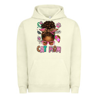 Pigment Pistachio Afro Messy Bun Cat Mom Urban Hoodie - texasbilliewilder