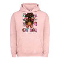 Pigment Salmon Afro Messy Bun Cat Mom Urban Hoodie - texasbilliewilder