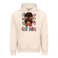 Sandshell Afro Messy Bun Cat Mom Urban Hoodie - texasbilliewilder