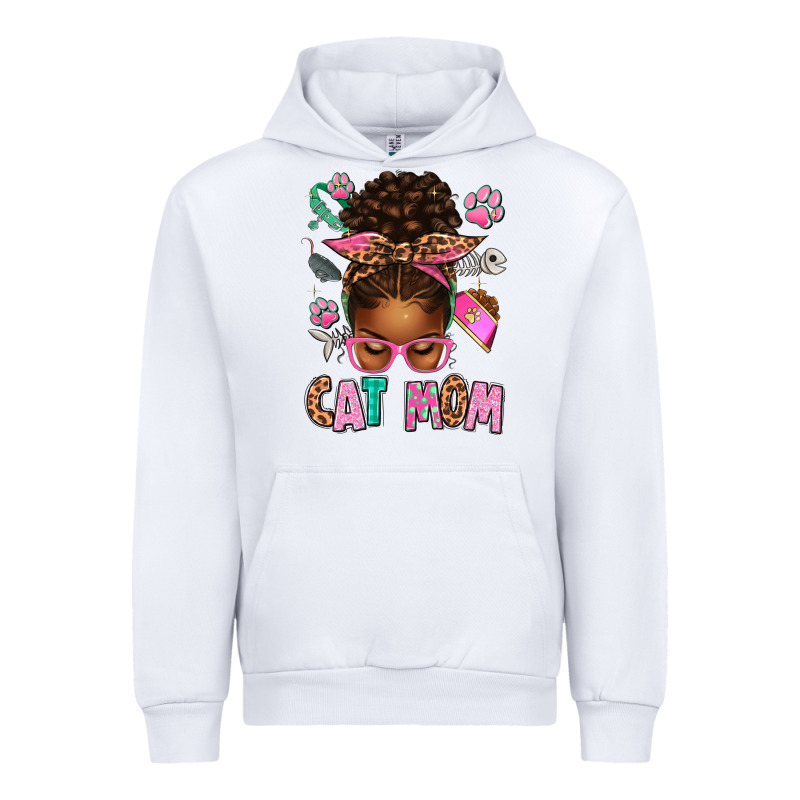 Afro Messy Bun Cat Mom Urban Hoodie by texasbilliewilder | Teevron