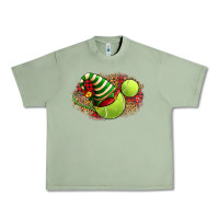 Oil Green Tennis Christmas With Racket And Hat Urban Heavy Tee - FaDigitalArtStudio