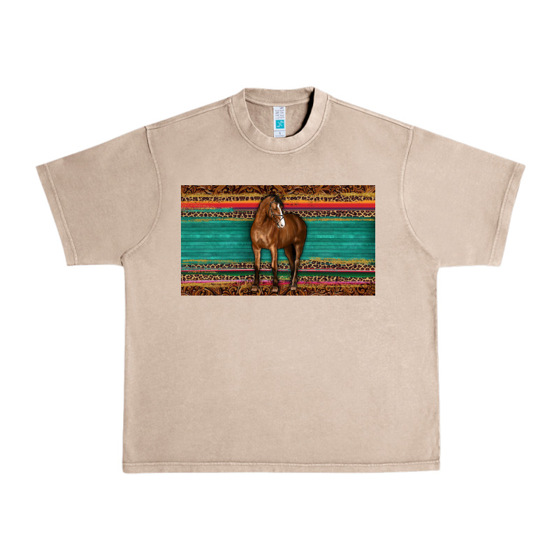 Western Horse Serape Tooled Leather Leopard  Sippy Cup Urban Heavy Tee by BarkalooDesign | Teevron