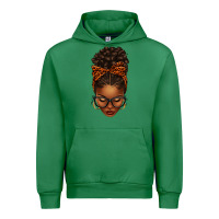 Emerald afro messy bun orange leopard bow Urban Hoodie - texasbilliewilder