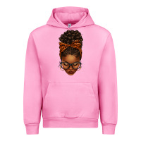 Fuchsia Pink afro messy bun orange leopard bow Urban Hoodie - texasbilliewilder