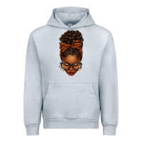 Heather Grey afro messy bun orange leopard bow Urban Hoodie - texasbilliewilder