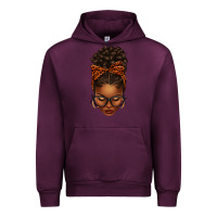 Mauve Wine afro messy bun orange leopard bow Urban Hoodie - texasbilliewilder