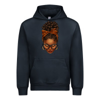 Navy afro messy bun orange leopard bow Urban Hoodie - texasbilliewilder