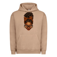 Pigment Burro afro messy bun orange leopard bow Urban Hoodie - texasbilliewilder