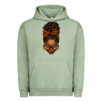 Pigment Oil Green afro messy bun orange leopard bow Urban Hoodie - texasbilliewilder