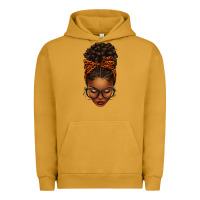Pigment Peanut Butter afro messy bun orange leopard bow Urban Hoodie - texasbilliewilder