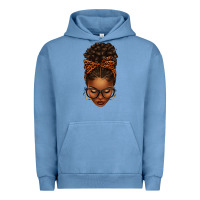 Pigment Pebble Blue afro messy bun orange leopard bow Urban Hoodie - texasbilliewilder