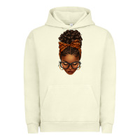 Pigment Pistachio afro messy bun orange leopard bow Urban Hoodie - texasbilliewilder
