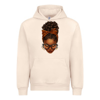 Sandshell afro messy bun orange leopard bow Urban Hoodie - texasbilliewilder