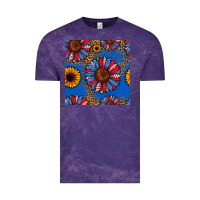 Cloud Purple usa sunflowers seamless pattern Vintage Tee - HRA Design Shop