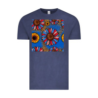 Vintage Denim usa sunflowers seamless pattern Vintage Tee - HRA Design Shop