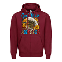 Burgundy God Bless America Zipper Hoodie - LillyAllenDesigns