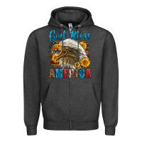 Charcoal Heather God Bless America Zipper Hoodie - LillyAllenDesigns
