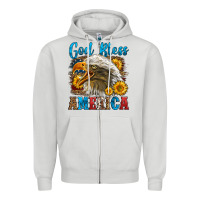 Dove Grey God Bless America Zipper Hoodie - LillyAllenDesigns