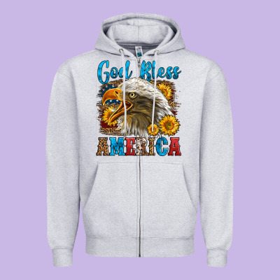 God Bless America Zipper Hoodie Designed By Lillyallendesigns