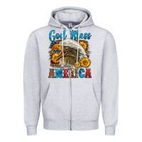 Heather Grey God Bless America Zipper Hoodie - LillyAllenDesigns