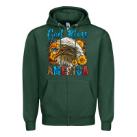 Sports Green God Bless America Zipper Hoodie - LillyAllenDesigns