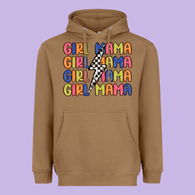 Girl Mama Lightning Bolt Heavyweight Hoodie Designed By Maliassmallbusiness