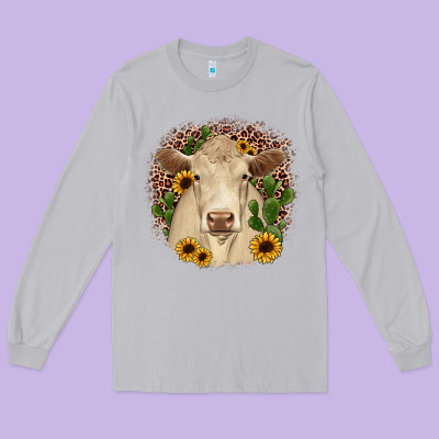 Charolais Leopard Cactus Sunflower Long Sleeve Tee Designed By Jahusdesignshop