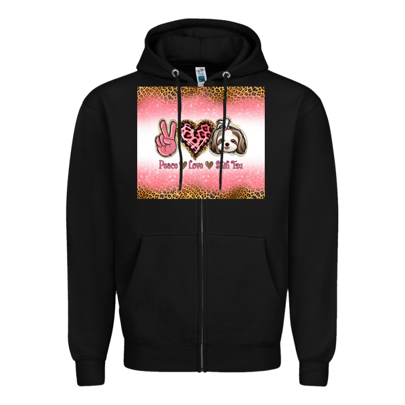 Peace Love Shih Tzu Zipper Hoodie by Jasminsmagicworld | Teevron