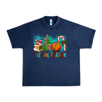 Navy Tis The Season Christmas With Basketball And Candy Cane Urban Heavy Tee - FaDigitalArtStudio