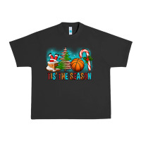Pigment Black Tis The Season Christmas With Basketball And Candy Cane Urban Heavy Tee - FaDigitalArtStudio