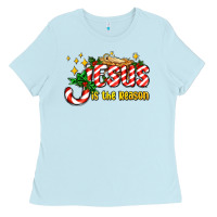 Baby Blue jesus is the reason with christmas candy ado Ladies Tee - AdoDesignShop