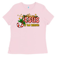 Bubblegum Pink jesus is the reason with christmas candy ado Ladies Tee - AdoDesignShop