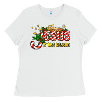 White jesus is the reason with christmas candy ado Ladies Tee - AdoDesignShop