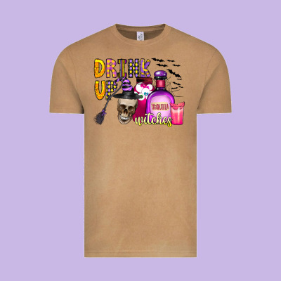 Drink Up Witches Vintage Tee Designed By Cowhidedigitalart