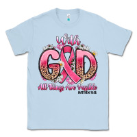 Dusty Blue breast cancer with god all things are possible Classic Tee - Artiststas