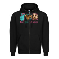 Black peace love labradoodle Zipper Hoodie - Jasminsmagicworld