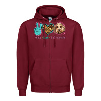 Burgundy peace love labradoodle Zipper Hoodie - Jasminsmagicworld