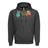 Charcoal Heather peace love labradoodle Zipper Hoodie - Jasminsmagicworld