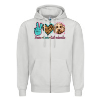 Dove Grey peace love labradoodle Zipper Hoodie - Jasminsmagicworld