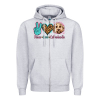 Heather Grey peace love labradoodle Zipper Hoodie - Jasminsmagicworld