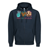Navy peace love labradoodle Zipper Hoodie - Jasminsmagicworld