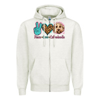 Oatmeal Heather peace love labradoodle Zipper Hoodie - Jasminsmagicworld