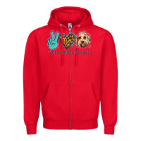 Red peace love labradoodle Zipper Hoodie - Jasminsmagicworld