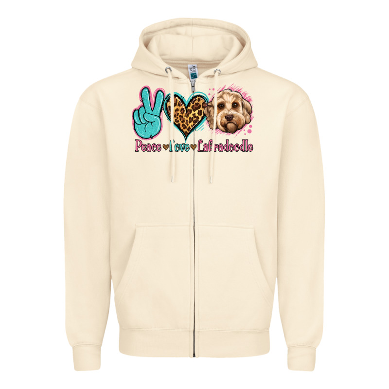 Peace Love Labradoodle Zipper Hoodie by Jasminsmagicworld | Teevron