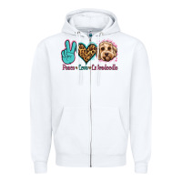 White peace love labradoodle Zipper Hoodie - Jasminsmagicworld