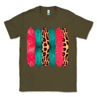 Army Green Colored Leopard and Wood Patterned Western Brush Strokes Classic Tee - Bettercallsaul
