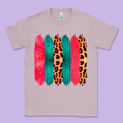 Colored Leopard And Wood Patterned Western Brush Strokes Classic Tee Designed By Bettercallsaul