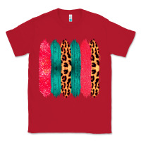 Red Colored Leopard and Wood Patterned Western Brush Strokes Classic Tee - Bettercallsaul