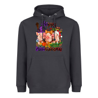 Smoke Happy Hallothanksmas Pigs Heavyweight Hoodie - NancyCooperArtShop