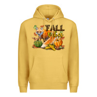 Antique Gold Fall Vibes Fox Premium Hoodie - LillyAllenDesigns